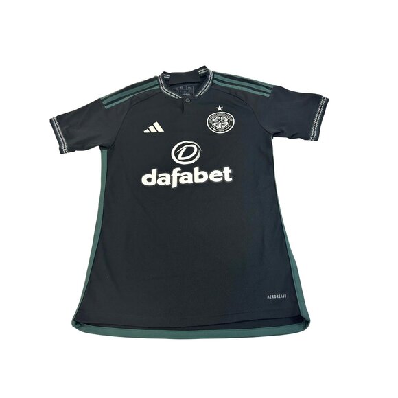 Adidas Celtic Football Club Men Soccer Jersey XS Black Green White Slim Button - Picture 9 of 16
